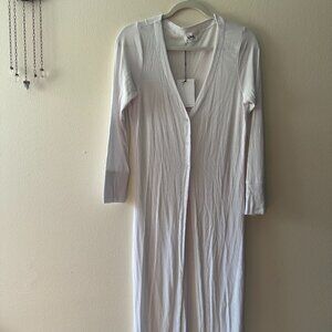 Women's LNA Long Ribbed Cardigan - White - Size Large - NWT